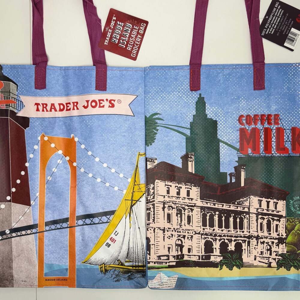 Trader Joe’s Rhode Island RI State New England Coffee Milk Sea Reusable Tote Bag - Picture 4 of 14